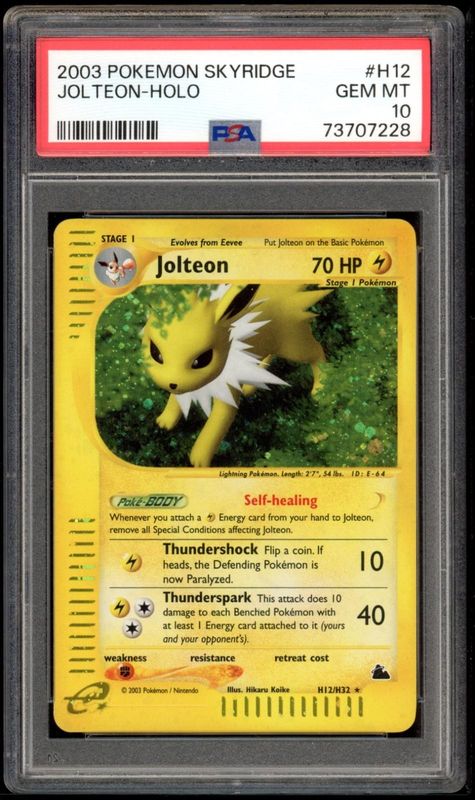 Jolteon Holo H12/H32 PSA 10 Skyridge Pokemon Card Game