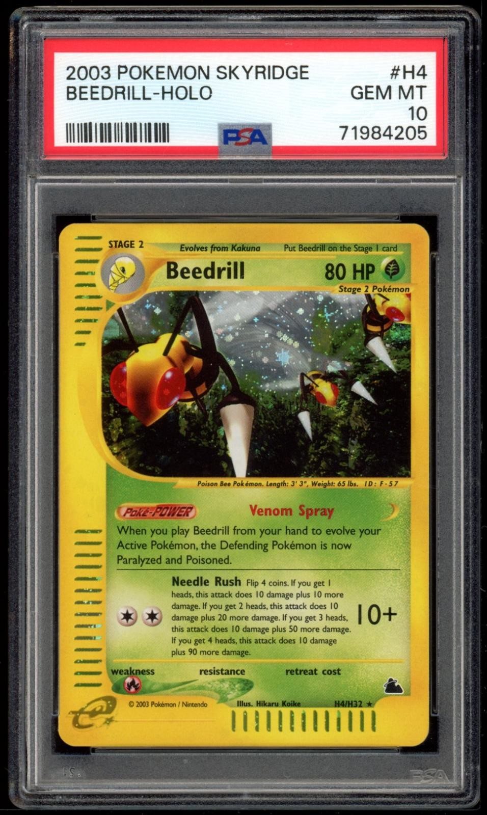 Beedrill Holo H4/H32 PSA 10 Skyridge Pokemon Card Game – Photo 1