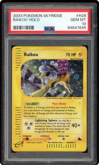 Raikou Holo H26/H32 PSA 10 Skyridge Pokemon Card Game