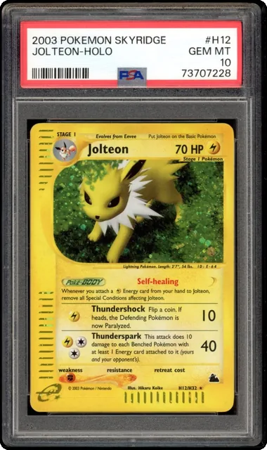 Jolteon Holo H12/H32 PSA 10 Skyridge Pokemon Card Game